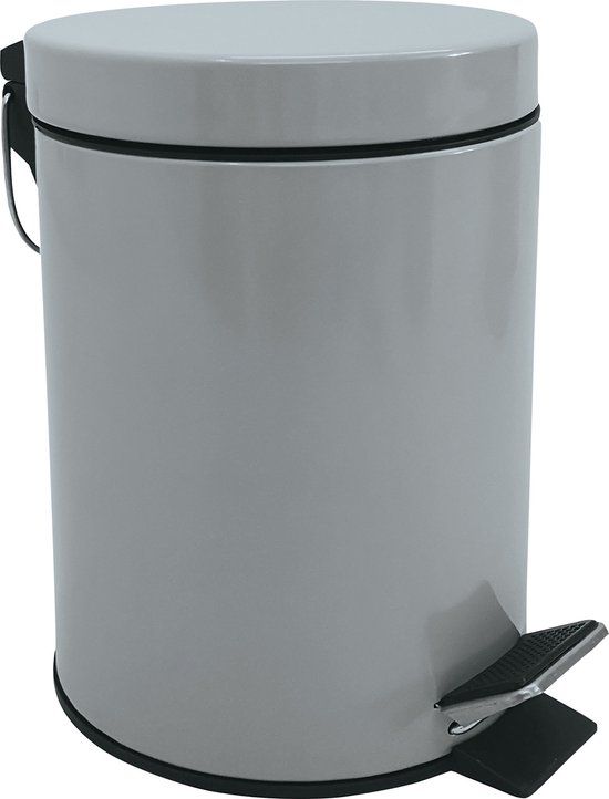 MSV Pedal Bin - Metal - Grey - 3 Liters - 17 x 25 cm - Bathroom/Toilet