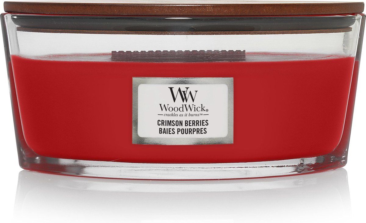 Woodwick Heartwick Flame Ellipse Crimson Berries - Rood - Glas - 2022