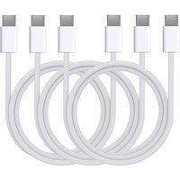 Phonillico® Set van 3 USB-C USB-C-kabels voor iPhone 16 / 16 PLUS / 16 PRO / 16 PRO MAX / 15 / 15 PLUS / 15 PRO / 15 PRO MAX - Gevlochten nylon kabel 1 meter