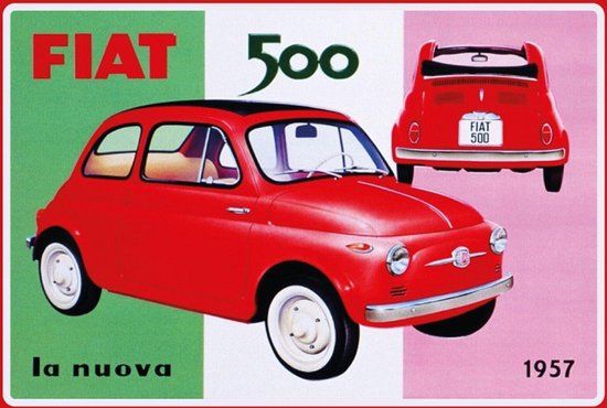 Wandbord - Fiat 500 La Nuova 1957 - Metaal - 20 x 30 cm