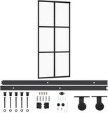 vidaXL Schuifdeur met beslag, veiligheidsglas (ESG) en aluminium, 90x205 cm