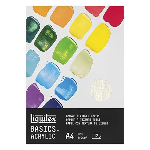 - 4602004 Basics acrylpapier - tekenblok voor acrylverf, 12 vellen wit, 300 g / m² zwaar schilderpapier voor acrylverf, 100% zuurvrij met canvas-reliëfdruk - A4