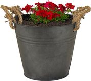 Mega Collections Emmer/plantenpot/bloempot Old Rope - zink - antraciet - D18 X H18 cm