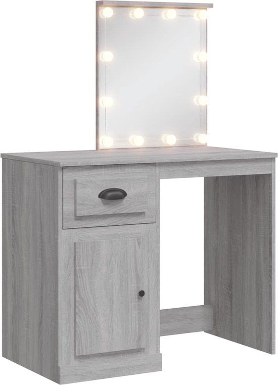 vidaXL Kaptafel met LED-verlichting, Grijs Sonoma