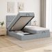 vidaXL Ottoman Bed with Mattress and Headboard, 2-Piece, Light Grey Fabric