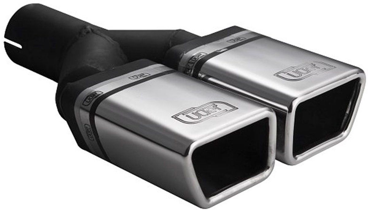 Ulter Sport Uitlaatsierstuk - Dubbel Rechthoek 86x54mm - Lengte 200mm - Montage >50mm - RVS