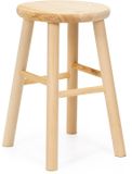 Springos Kruk - Bijzet Krukje - Grenenhout - Lichtbruin - Rond - 120 Kg - 44 Cm