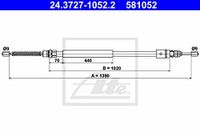 ATE Seilzug, Feststellbremse 24.3727-1052.2 | Compatibel met: RENAULT TRAFIC Bus, TRAFIC Kasten