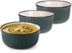 Siaki Bol à soupe Striped - 2x - vert foncé - 14 x 7 cm - céramique - bols/coupelles - 500 ml