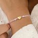 Bracelet cordon personnalisé - Rose - Cœur doré