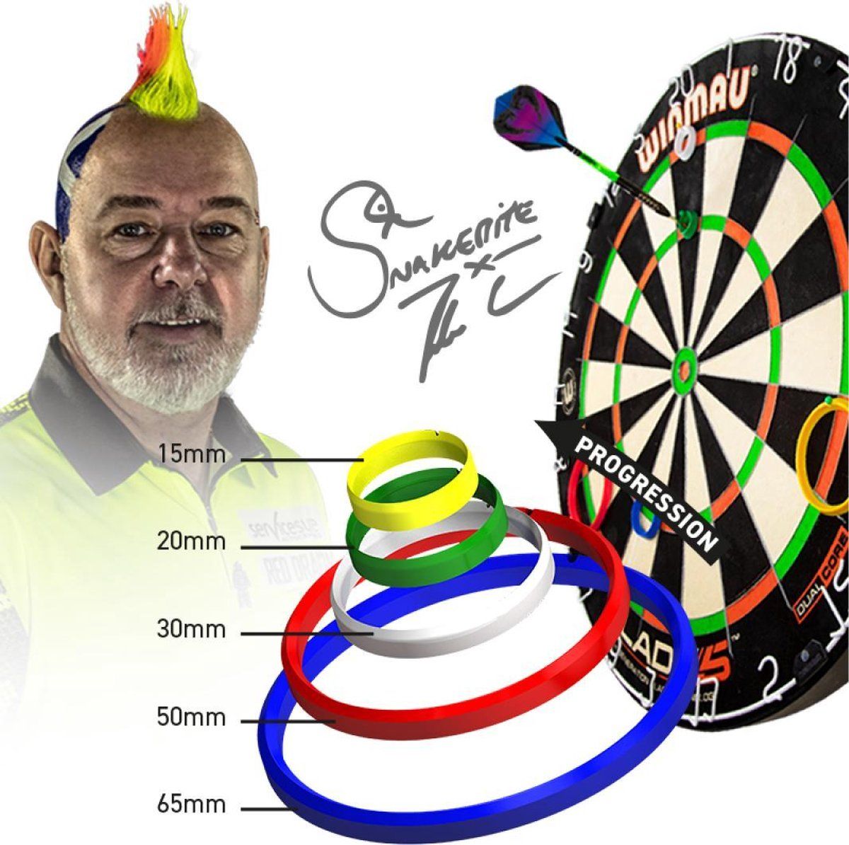 Red Dragon Peter Wright Snakebite Dart Trainingsringen - Kunststof - 2021