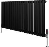 MonsterShop Monster Group BV Ovale radiator 1 kolom - 600x1200 mm - zwart - thermostaatkraan