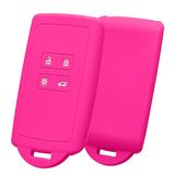 kwmobile autosleutelhoes geschikt voor Renault 4-knops Smartkey autosleutel (alleen Keyless Go) - Siliconenhoes in neon roze - Sleutelcover