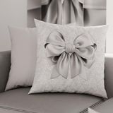 PETTI Artigiani Italiani - 1 paar kussenslopen 50 x 50 cm van microvezel, decoratief kussen voor slaapkamer, bank, woonkamer, set van 2 kussenslopen, grijze strik, 100% Made in Italy