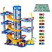 MOLTO Speelgoedparkeerplaats met 6 planten, blauw, met 10 auto's en speelmat, kindergarage met hellingen, lift en interactieve elementen, fantasie- en motiveringsspel voor kinderen van 3 jaar