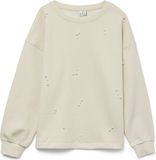 Vero Moda VMFATILDA Sweatshirt Dames M Biologisch Katoen/Gerecycled Polyester Effen Pailletten Ronde Hals Halve Mouw Casual Herfst/Winter Birch