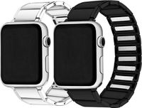 DrPhone MSB Magnetische Stalen RVS Band – Magnetische Sluiting - Geschikt voor Apple Watch Series 7 (45 mm) - Zwart