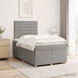 vidaXL Boxspringbed met matras, lichtgrijs, 120 x 200 cm, gestoffeerd