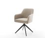 Greg-Flex Chaise pivotante en bouclé boue avec pied croisé large noir, pivotement sur 360°, fonction bascule, ressorts ensachés