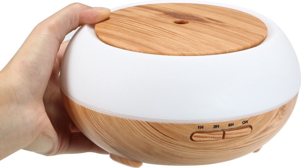 Drphone Atmosphere2 - WiFi Aroma - Humidifier - Rustgevende Luchtbevochtiger Met Led – Met Spraakbediening en Timingfunctie – Wit / Lichte Houtnerf