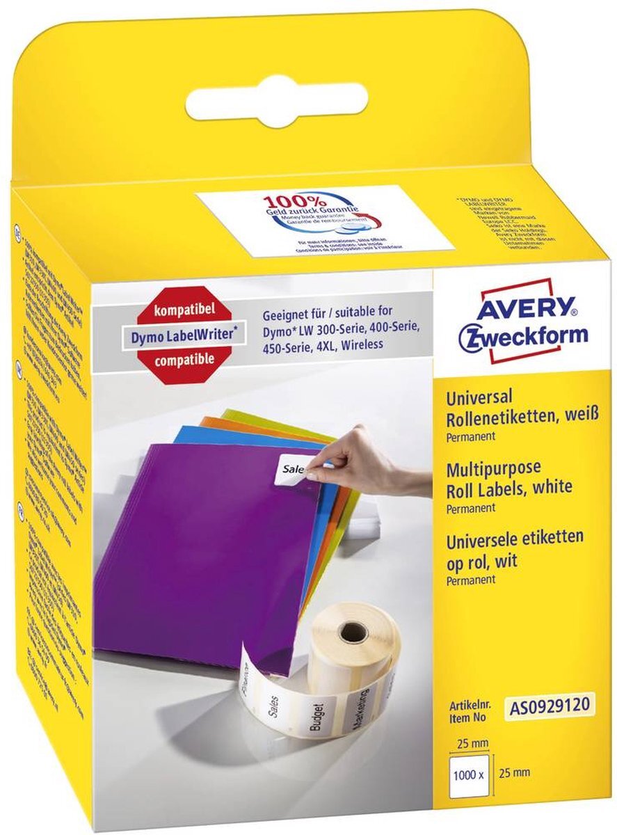 Avery AveryZweckform AS0929120 Etiketten 25 x 25 mm Papier Wit 100