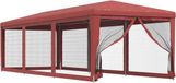 vidaXL Partytent met 8 mesh-zijwanden, rood, 3x9 meter, HDPE