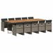 vidaXL 11-delige Tuinset met Kussens, Poly Rattan, Grijs