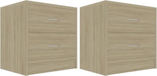 vidaXL Nachtkastjes - Set van 2 - 40x30x40 cm - Bewerkt Hout - Sonoma Eikenkleurig