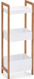 Zeller Bijzet kastje - bamboe hout - 3 planken - 28 x 74 cm - open kast met planken - badkamer
