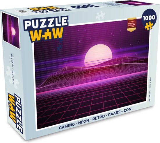 MuchoWow Puzzel Gaming - Neon - Retro - Paars - Zon - Gamen - Legpuzzel - Puzzel 1000 stukjes volwassenen - Sinterklaas cadeautjes - Sinterklaas voor grote kinderen