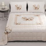 PETTI Artigiani Italiani - Zomersprei voor eenpersoonsbed, 170 x 260 cm, 100 g/m², omkeerbaar, voor eenpersoonsbed, lentebed, licht dekbed, strik, beige, 100% Made in Italy