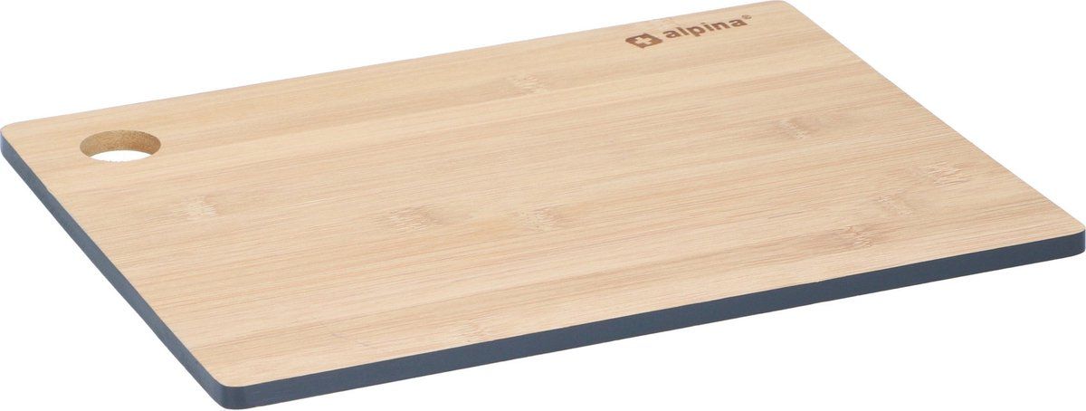 Alpina Set van 1x stuks snijplanken blauwe rand 28 x 38 cm van bamboe hout - Serveerplanken - Broodplanken