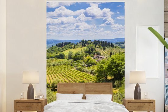 Nr1Wallpaper Behang - Fotobehang Wijngaarden in het middeleeuws ommuurde stadje San Gimignano in Italië - Breedte 170 cm x hoogte 260 cm