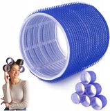 Poniks Dikke Grote Haarrollers - Zelf-Hangend Klittenband - 76mm, 6 stuks XXXL - Blauw