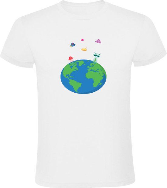 Alien Planet Heren T-shirt - Wit - Maat S