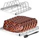 Sans marque 2 pièces support à côtes pour fumage et grillade - Acier inoxydable - 4 fentes - Pliable - Facile à nettoyer - Accessoires BBQ