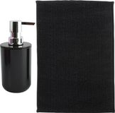 MSV Badkamer Droogloop Mat - Milano - Zwart - 40 x 60 cm - Inclusief Zeeppompje