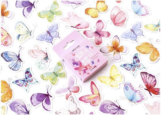 Memo Card Stickerset Vlinders - Set met 46 stickers Butterfly