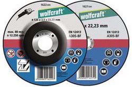 wolfcraft - Doorslijpschijf voor metaal, haaks gebogen - 1622300