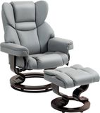 HOMCOM Relaxfauteuil met voetenbank, Kunstleer, Lichtgrijs