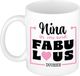 Bellatio Decorations Naam mok Nina - wit - Fabulous - keramiek - 300 ml