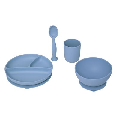 atmosphera Siliconen Servies Set 4 Stuks - Grijs/Blauw