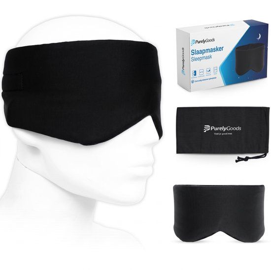 PurelyGoods® Slaapmasker - Oogmasker - Verduisterend - Mannen en Vrouwen - Katoen - Zwart