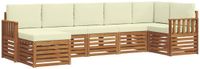 vidaXL - Hoek loungeset - 7 zitplaatsen - Natuurlijk en crème - Acacia hout