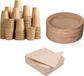 Merkloos / Sans marque Packadi 100 Kartonnen Borden 23cm + 100 Kartonnen Bekers 240ml + 100 Bio Servetten 33x33cm
