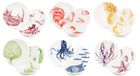 Set de 18 assiettes en céramique, motif "Flora & Fauna", multicolore