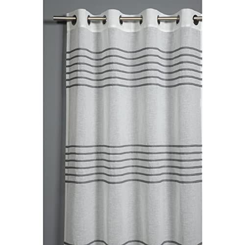 Gardinia Gordijn met oogjes, doorschijnend ooggordijn, 3D-strepen, grijs, 140 x 245 cm