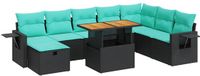 vidaXL 9-delige Loungeset met Kussens Poly Rattan Acacia Zwart