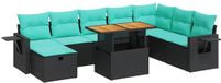 vidaXL Loungeset met Kussens Poly Rattan Acacia Noir