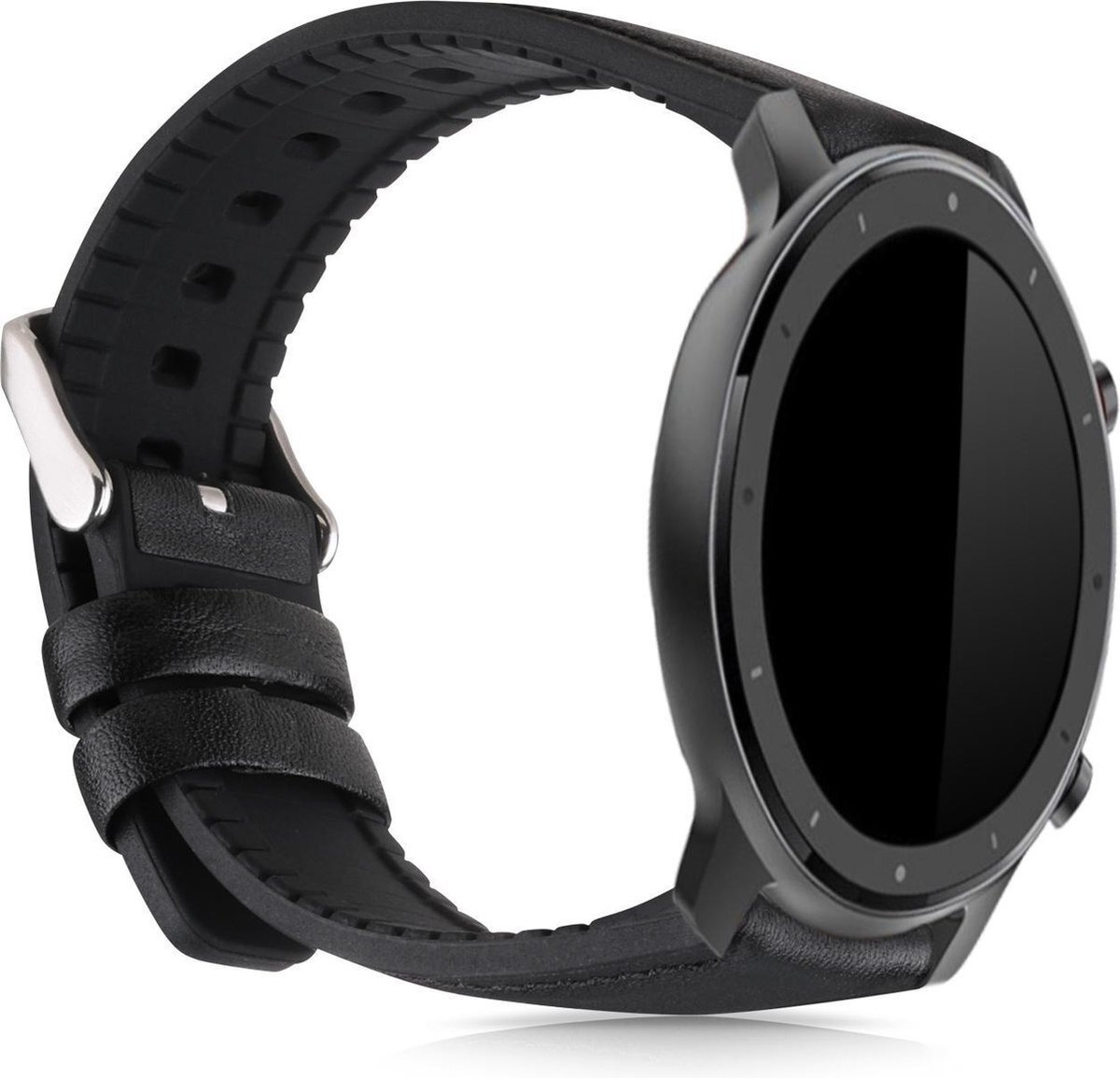 kwmobile horlogeband voor Huami Amazfit GTR (47mm) / GTR 2 -Armband voor fitnesstracker van leer in zwart